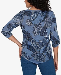 Alfred Dunner Petite Ruched Asymmetrical-Hem Top