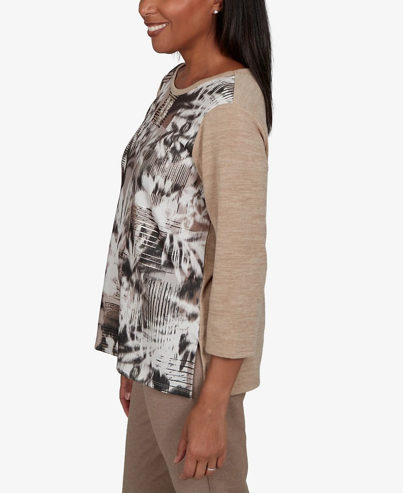 Alfred Dunner Petite Crewneck 3/4-Sleeve T-Shirt