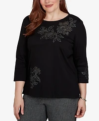 Alfred Dunner Petite Crewneck 3/4-Sleeve Knit Top