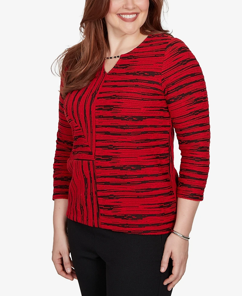 Alfred Dunner Petite Keyhole Neck 3/4-Sleeve Blouse