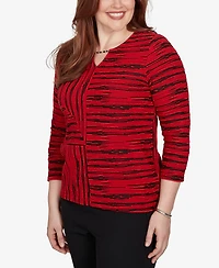 Alfred Dunner Petite Keyhole Neck 3/4-Sleeve Blouse