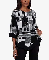 Alfred Dunner Petite 3/4-Sleeve Asymmetric-Hem Tunic