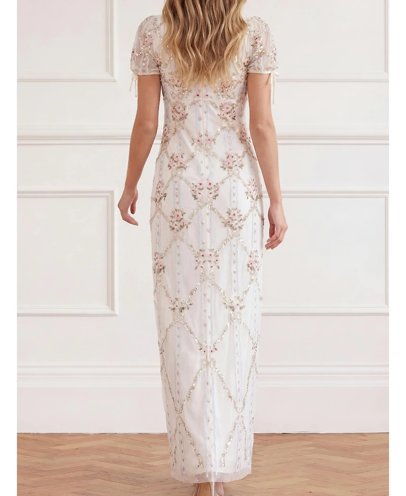 Needle & Thread Women's High-Neck Embroidered Maxi Gown