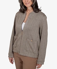 Alfred Dunner Women's Stripe Bomber Jacket