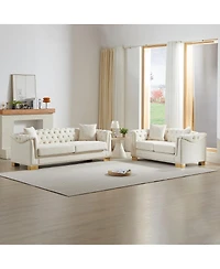 Streamdale Furniture Chesterfield Velvet 2+3 Seater Sofa Set