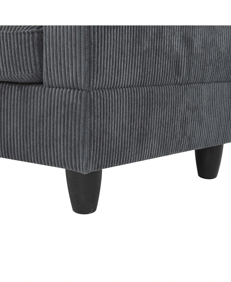 Streamdale Furniture Savannah Modular Corduroy Sectional Sofa with Ottoman