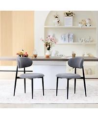 Streamdale Furniture Upholstered Fabric Dining Chairs with Black Metal Legs, Set of 2