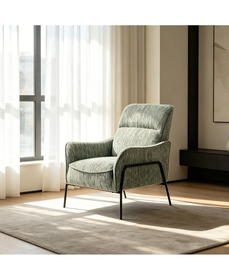 Streamdale Furniture Modern Striped Fabric Accent Chair with Black Metal Frame