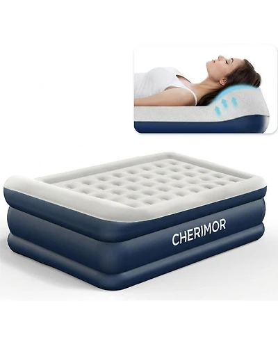 Cherimor 20.5" Pillow Top Queen Air Mattress, Built-in Pump and Pillow, 800 lb Support