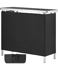 Mountaintop Folding Bar Table, Tradeshow Podium Table for Indoor, Outdoor, Party, Picnic, Exhibition, Includes Carrying Case, Storage Shelf