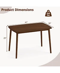 Gymax Farmhouse Dining Table for 4 Rectangular Rubber Wood Kitchen with Solid Frame