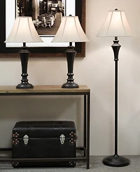 StyleCraft Aged Bronze Steel Lamps, 3 Piece