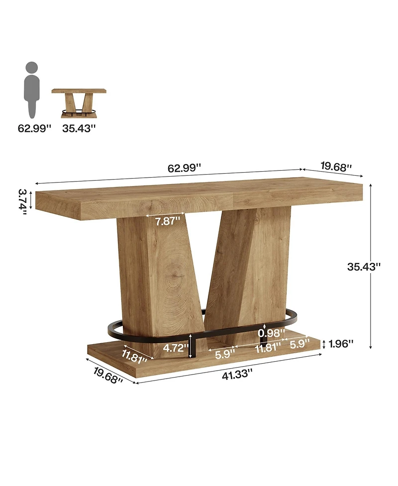 Tribesigns 62.99" Industrial Bar Table, Counter Height Pub Table