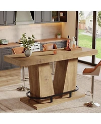 Tribesigns 62.99" Industrial Bar Table, Counter Height Pub Table