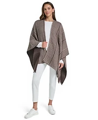 Calvin Klein Reversible Houndstooth Double Face Shawl Ruana