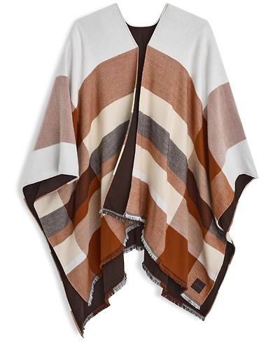 Calvin Klein Reversible Double Face Colorblock Plaid Shawl Ruana