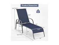Lucky One 2 Pack Adjustable Patio Chaise Lounge Chairs with Armrests Fabric Outdoor Recliners