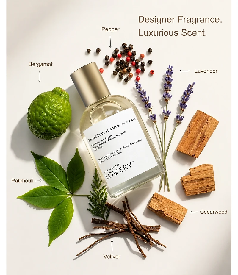 Lovery Plus Savant Pour Homme Eau de Parfum 2pc Gift Set - 3.4fl oz Mens Perfume Gift Set, Fresh Woody Fragrance Spray