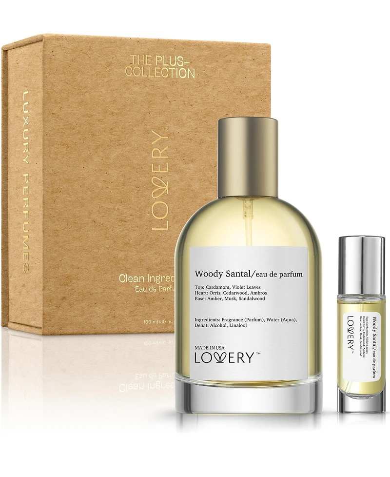 LoveryPlus Woody Santal Eau de Parfum 3pc Gift Set - 3.4fl oz Women Perfume Gift Set with 2 Mini Perfumes