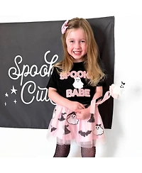 Sweet Wink Little Girls Spooky Babe Patch Halloween Short Sleeve T-Shirt