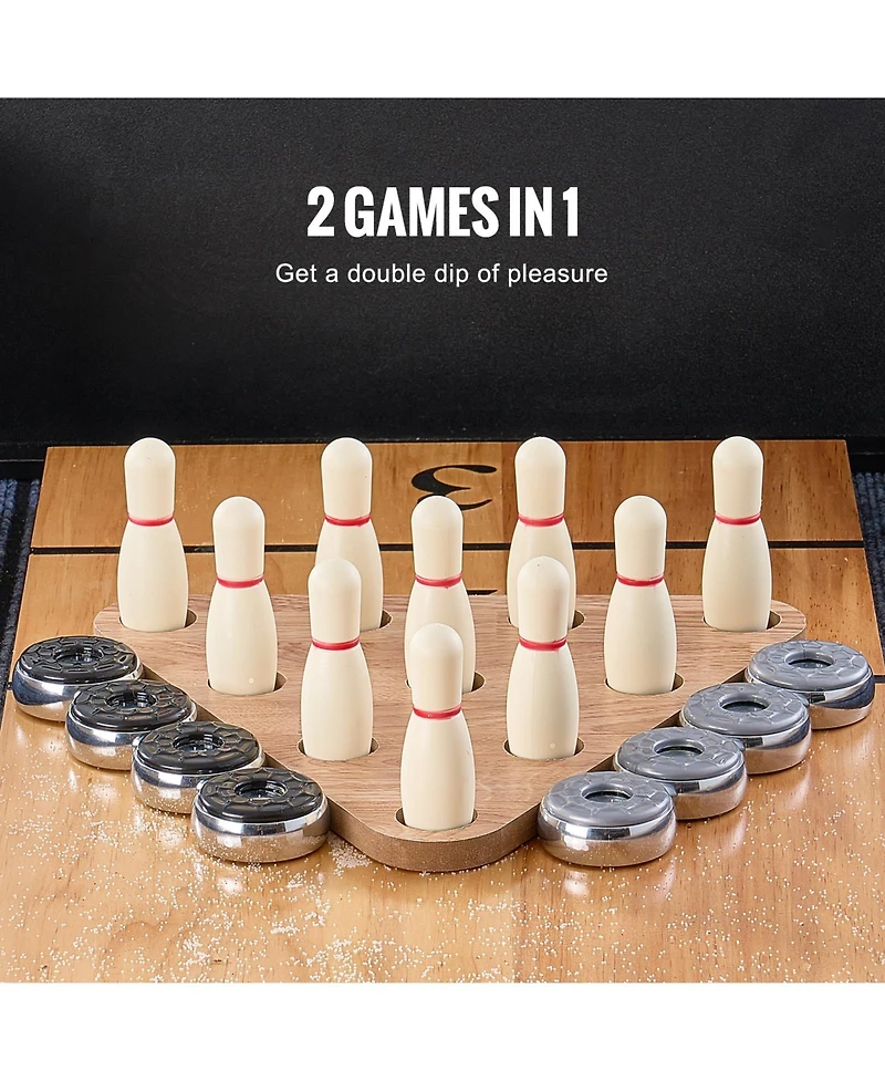 Sugift 11.5 Ft 2 in 1 Shuffleboard and Bowling Combo Game Table with Scratch-Resistant Playfield