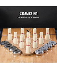 Sugift 11.5 Ft 2 in 1 Shuffleboard and Bowling Combo Game Table with Scratch-Resistant Playfield