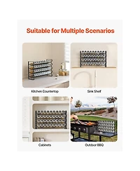 Sugift 4-Tier Spice Rack Organizer with 36 Glass Jars Lids Labels and Funnel Complete Set