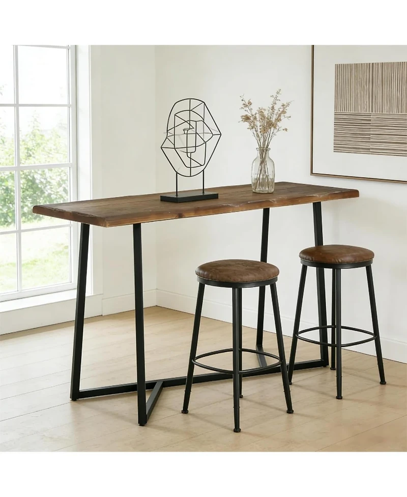 Tribesigns Solid Wood Counter Height Pub Table, Industrial Bar Table with Sturdy Metal Frame, Seats up to 6