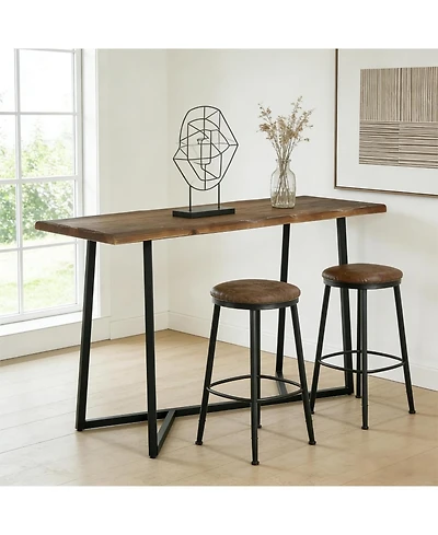 Tribesigns Solid Wood Counter Height Pub Table, Industrial Bar Table with Sturdy Metal Frame, Seats up to 6