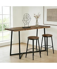 Tribesigns Solid Wood Counter Height Pub Table, Industrial Bar Table with Sturdy Metal Frame, Seats up to 6
