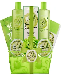 Lovery Appreciation Gift Basket, 9pc Green Apple Paradise Body Care Gift Set