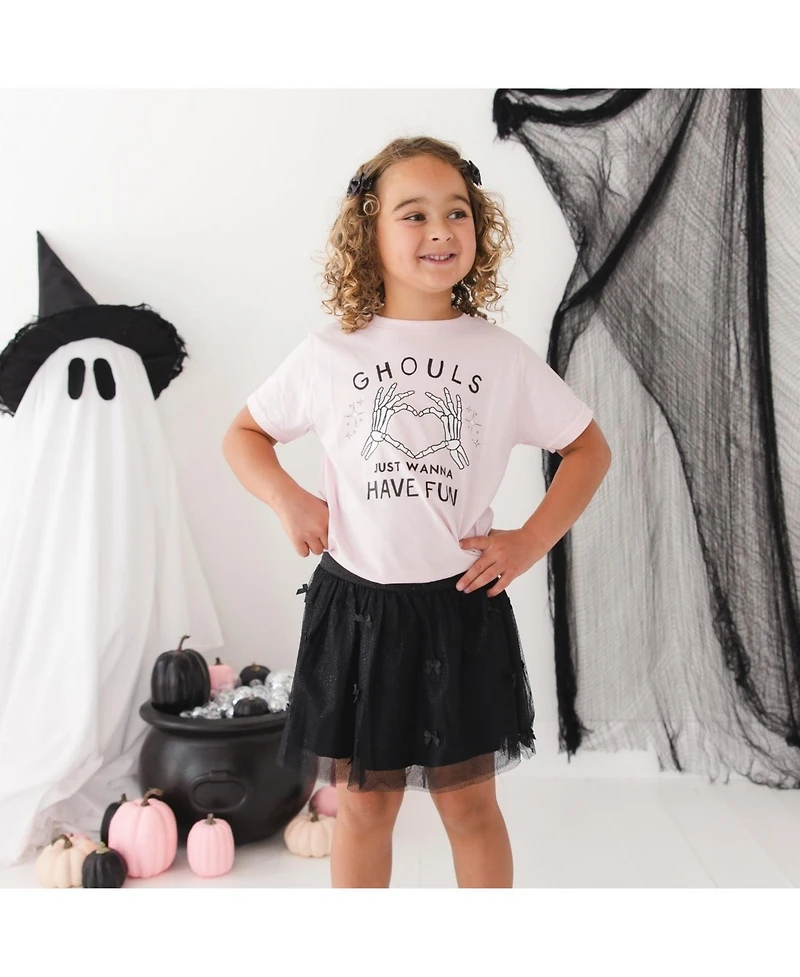 Sweet Wink Little Girls Ghouls Just Wanna Have Fun Halloween Short Sleeve T-Shirt