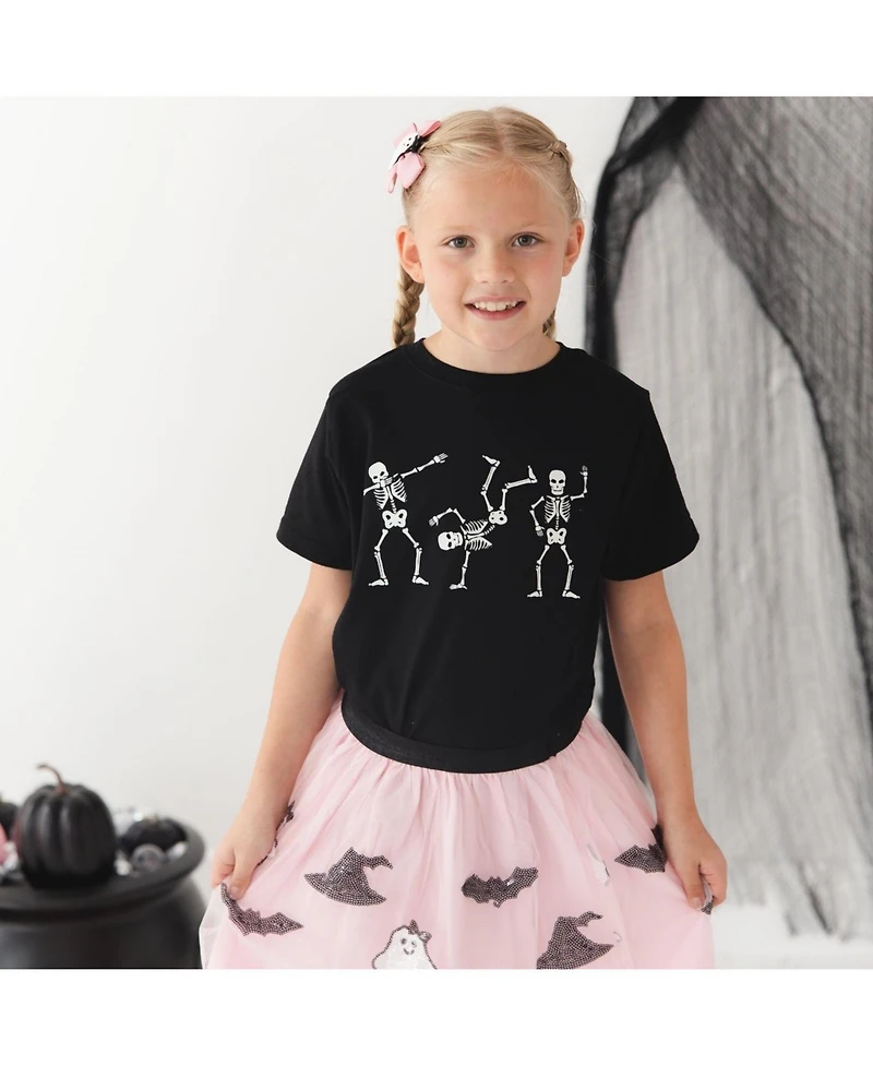 Sweet Wink Little Boys Glow In The Dark Silly Skelly Halloween Short Sleeve T-Shirt