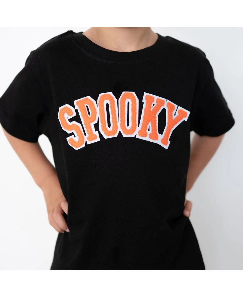 Sweet Wink Little Boys Spooky Orange Patch Halloween Short Sleeve T-Shirt