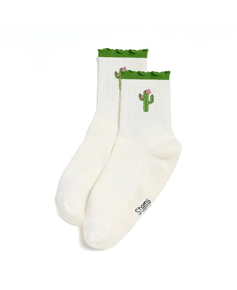 Stems Women's Non-Slip Grip Ruffle Ankle Socks