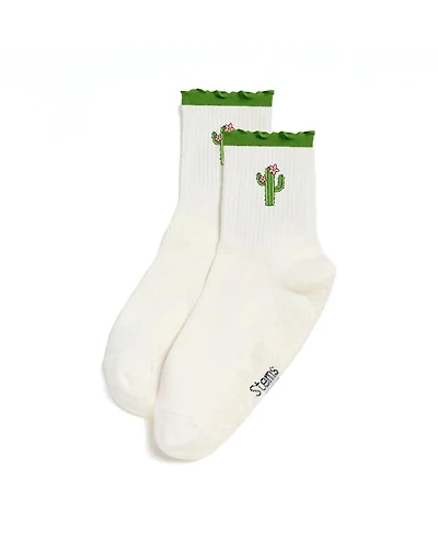 Stems Women's Non-Slip Grip Ruffle Ankle Socks
