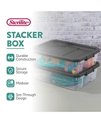 Sterilite 40 Quart Plastic Storage Bin Tote and Latch Lid, 6 Pack, Gray