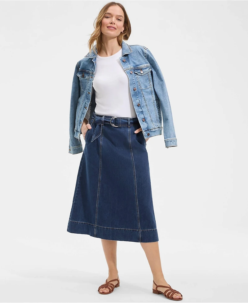 Lands' End Big Girls Women's Soft Denim A-line Midi Skirt