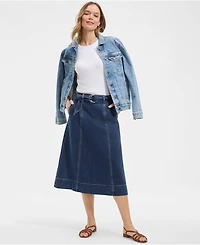 Lands' End Big Girls Women's Soft Denim A-line Midi Skirt