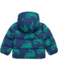 Rokka&Rolla Toddler Boys Hudson Tractor Print Fleece Lined Puffer Jacket