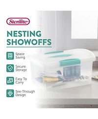 Sterilite 6 Pack Stackable Storage Bin, Latch Lid, Medium Nesting ShowOff, Clear