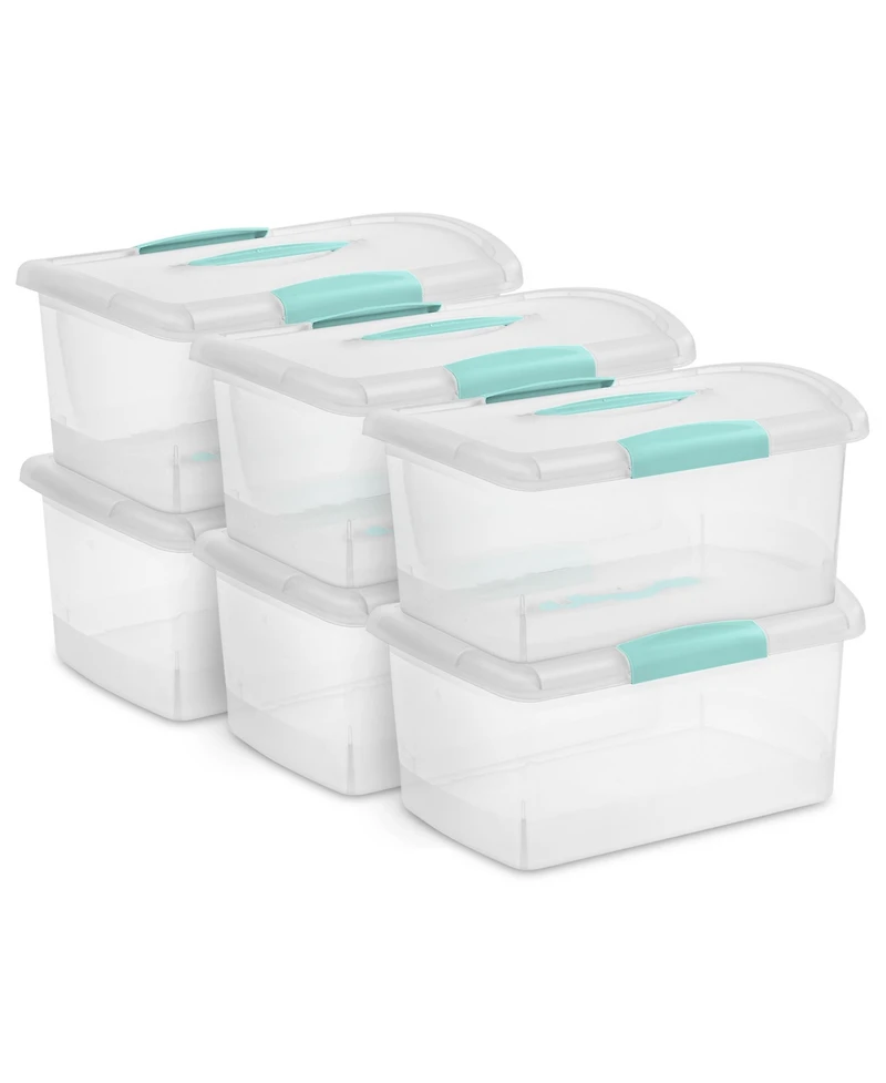 Sterilite 6 Pack Stackable Storage Bin, Latch Lid, Medium Nesting ShowOff, Clear