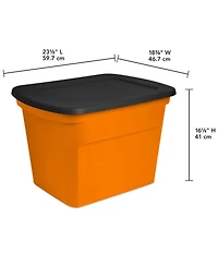Sterilite 18 Gallon Orange Plastic Storage Container Bin Tote with Lid (16 Pack)