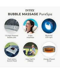 Intex PureSpa Plus Bubble Massage Spa Set with Energy Efficient Cover, 85" x 28"