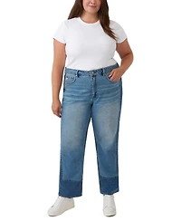 Seven7 Plus Pieced Straight High-Rise Colorblock Jeans