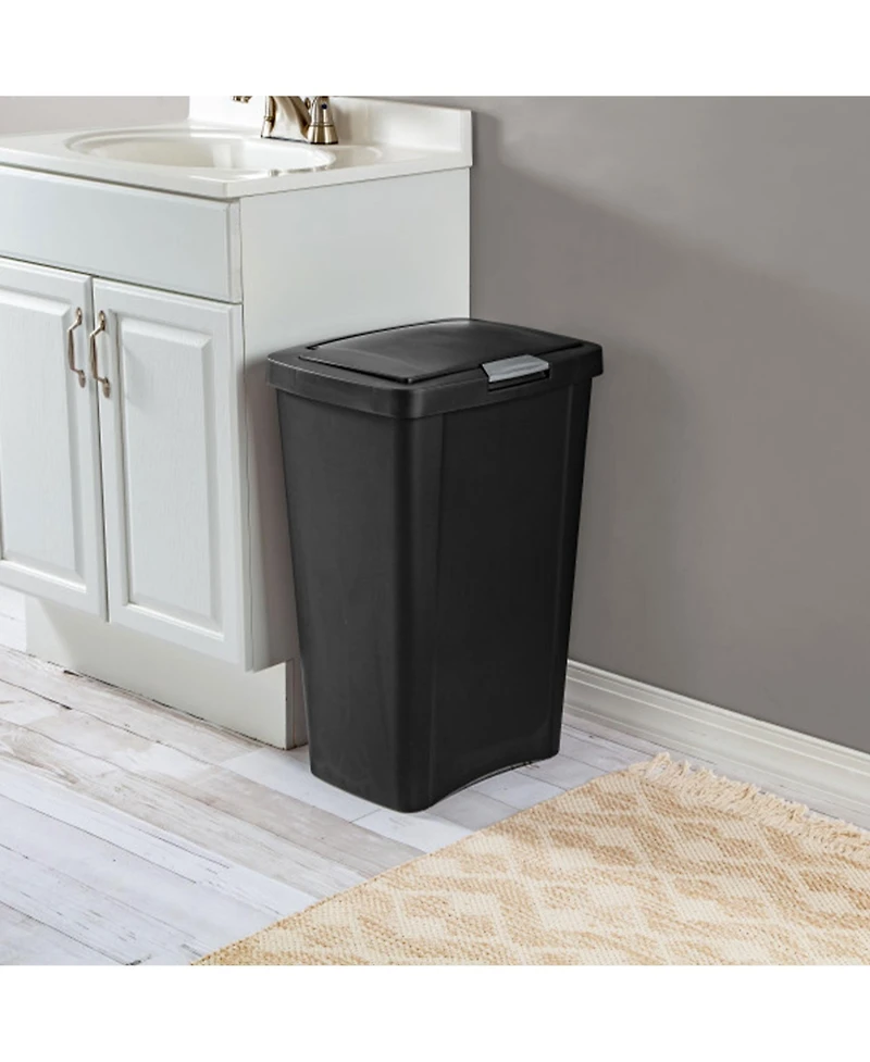 Sterilite 13 Gallon TouchTop Wastebasket with Titanium Latch, Black (16 Pack)