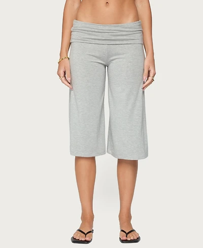 Edikted Women's Shirly Wide Leg Foldover Capri Pants