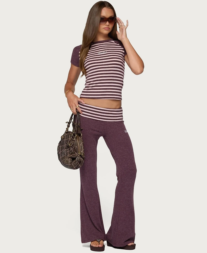 Edikted Women's Stay Stripey Foldover Pants