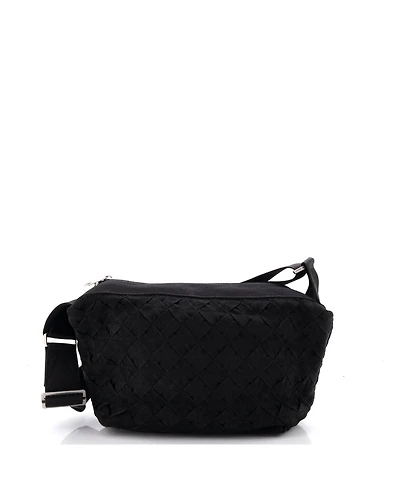 Pre-Owned Bottega Veneta Cassette Zip Crossbody Bag Maxi Intrecciato Webbed Canvas
