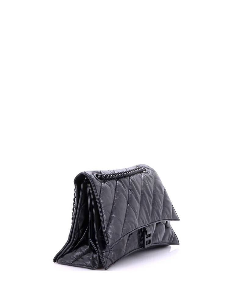 Pre-Owned Balenciaga Medium Crush Chain Flap Bag Quilted Crushed Calfskin
